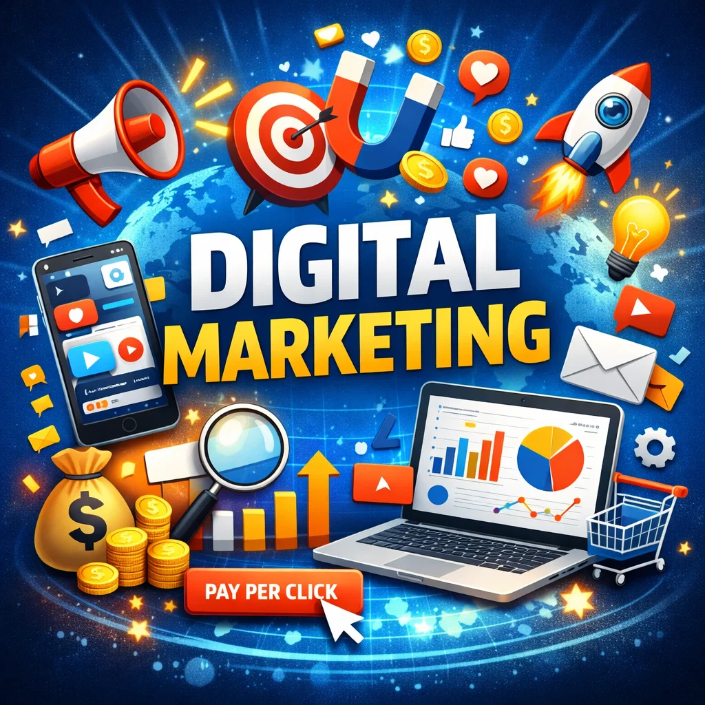 Digital marketing online promotion concept